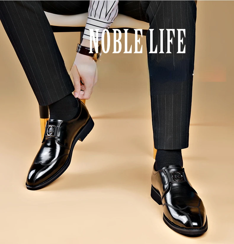 Men Dress Shoes Patent Leather Brogue Shoes for Male Formal Wedding Party Office Shoes Men Oxfords Business Shoes Moccasins Shoe