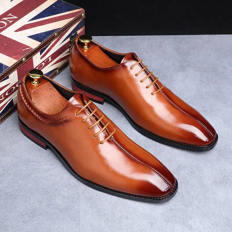 Alternative view of Men's Classic Business Shoes Microfiber Leather Square Toe Lace-up Mens Dress Office Flats Men Fashion Wedding Party Oxfords