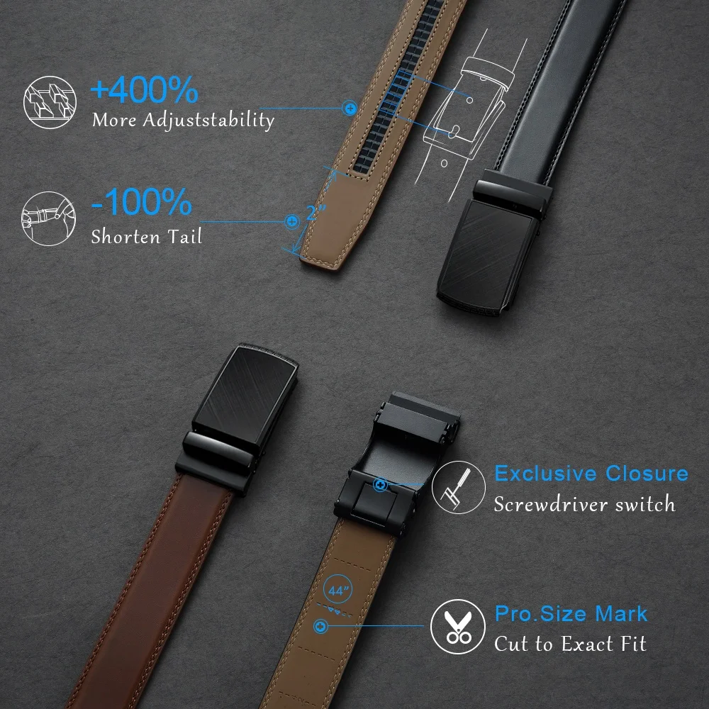 Alternative view of DOOPAI Mens Leather Belt Multiple Colors Automatic Available Belts Leisure Fashion Ratchet Belts for Men Pants Waistband