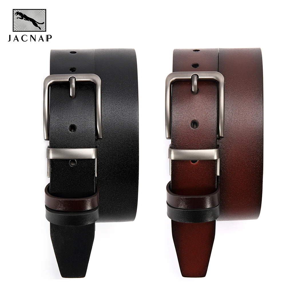 Alternative view of Men Leather Belt  Automatic Buckle Pin Buckle High Quality Male Genuine Leather Strap Luxury Jeans for Men Men Accessori