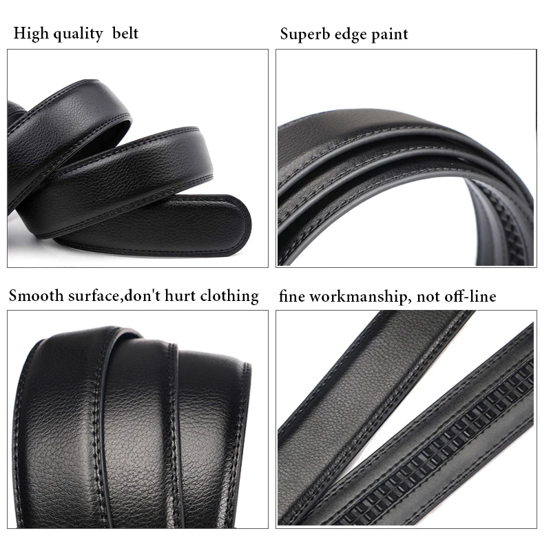 Alternative view of High Quality 105 150 140 130 160 170cm Large Plus Size Men's Belt Fashion Luxury Alloy Automatic Buckle Black PU Leather Belts