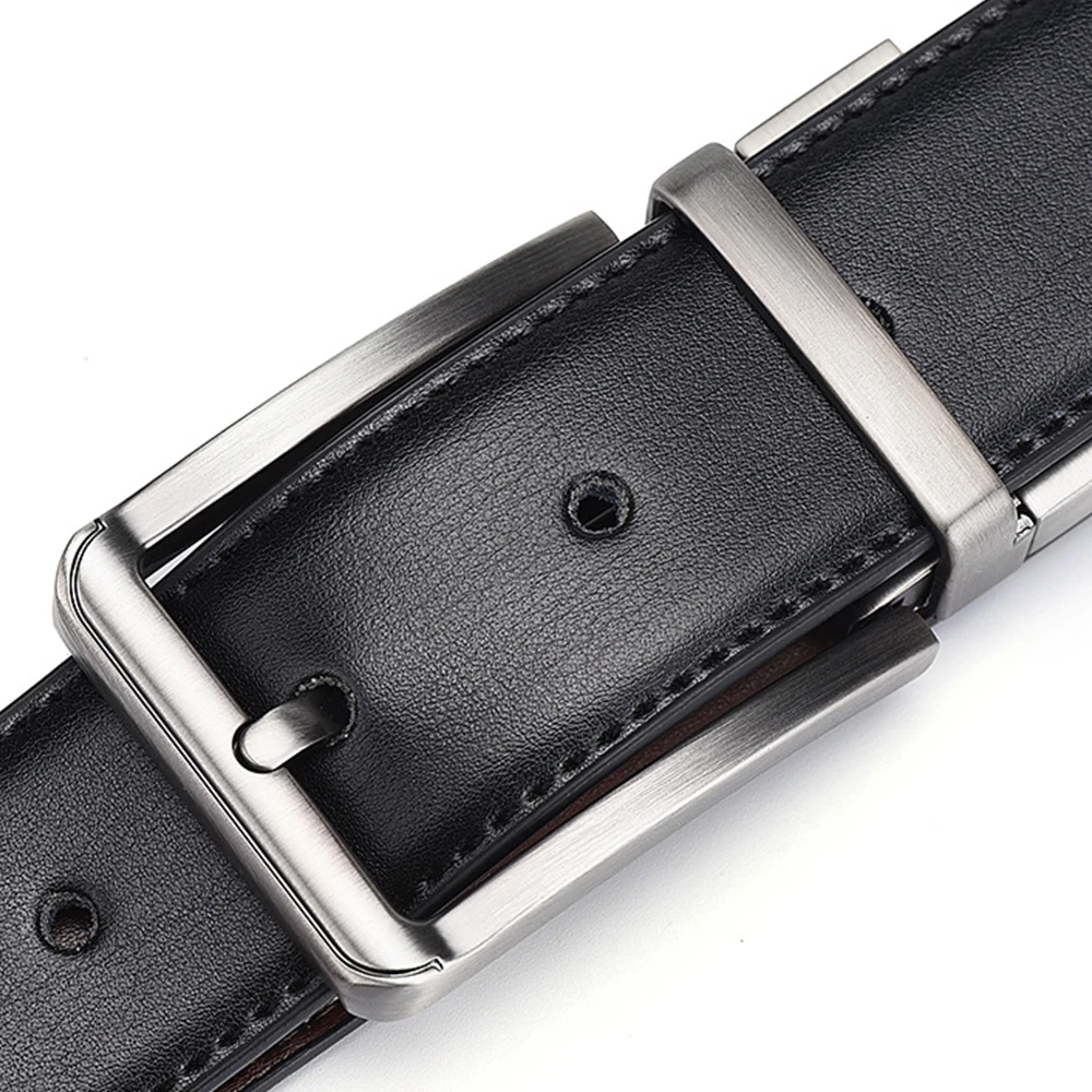 Alternative view of Genuine Leather Belt Double sided belt Men Belt Laser engraving Luxury Strap Male Belt New Fashion Retro pin buckle High Quality