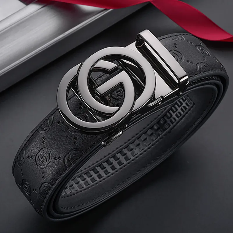 Alternative view of Belts Men width 3.4cm Luxury Brand Designer Fashion Automatic Buckle Genuine Leather Men's Jeans High Quality Waist Male Strap