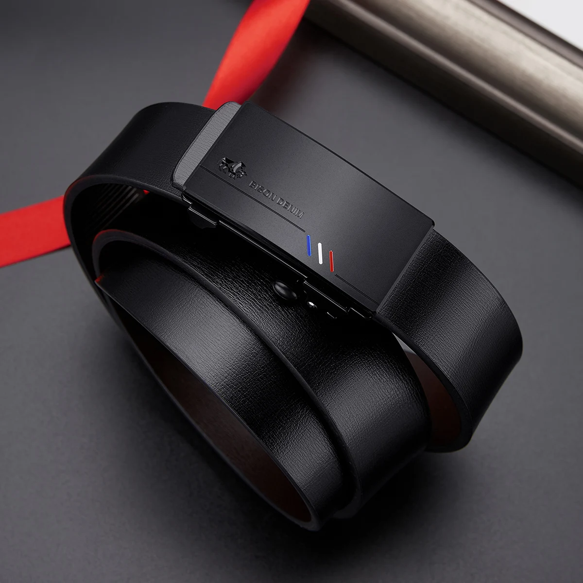 Alternative view of BISONDENIM Men Belts Automatic Buckle Belt Genune Leather High Quality Belts For Men Leather Strap Casual Buises for Jeans