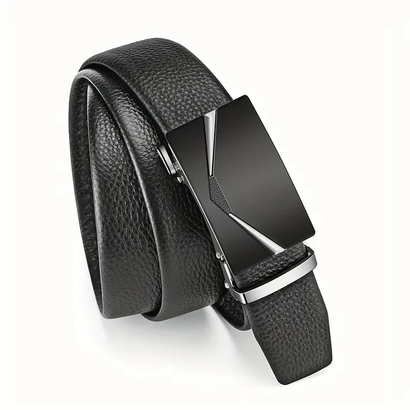 Belt Men's Leather Black Automatic Buckle Men's Trend Youth Leather Personality Simple Business High Quality Men Belts - Image 4