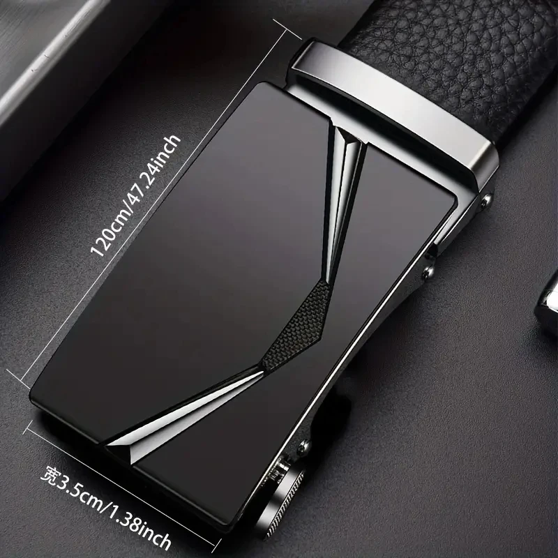 Alternative view of Belt Men's Leather Black Automatic Buckle Men's Trend Youth Leather Personality Simple Business High Quality Men Belts
