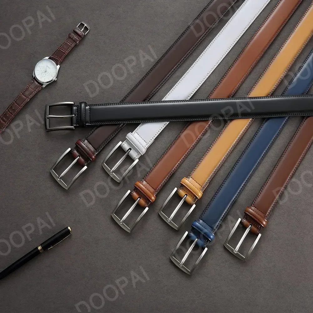 Alternative view of 2023 New Men Belts High Quality Genuine Leather LONG Large Pin Buckle Metal Automatic Buckle Male Belts Strap Male