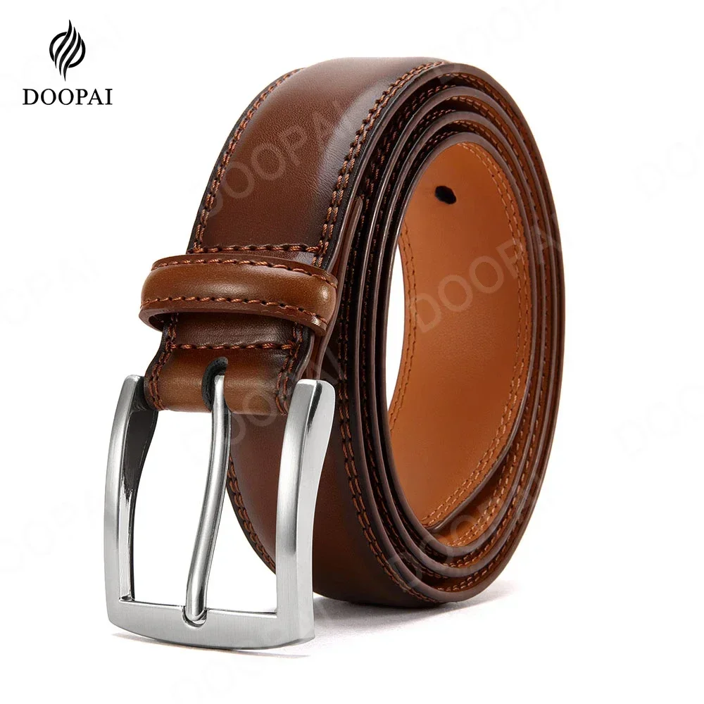2023 New Men Belts High Quality Genuine Leather LONG Large Pin Buckle Metal Automatic Buckle Male Belts Strap Male