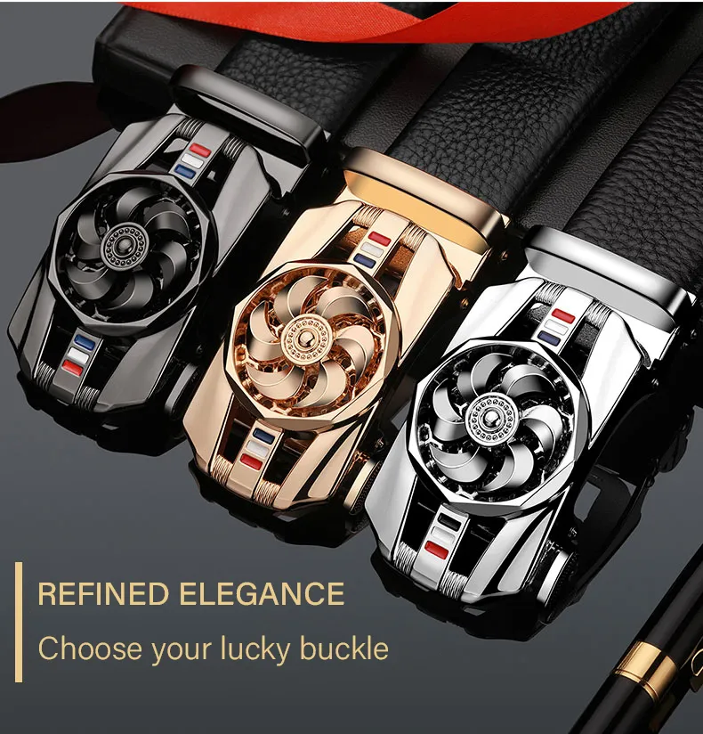 Mens Belt Material Metal Rotatable Buckle Leather Belt High Quality Men Business Belt Golden Waist Buckle Rhinestone De