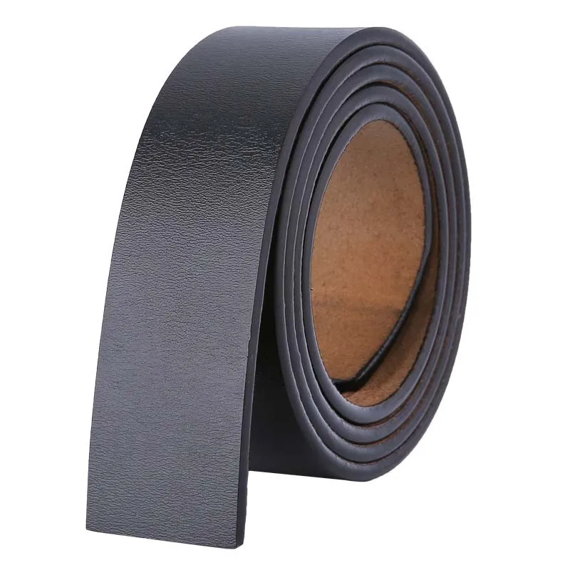 No Buckle 3.5cm Width Cowskin Genuine Leather Belt Men Without Automatic Buckle Strap Male Black Brown