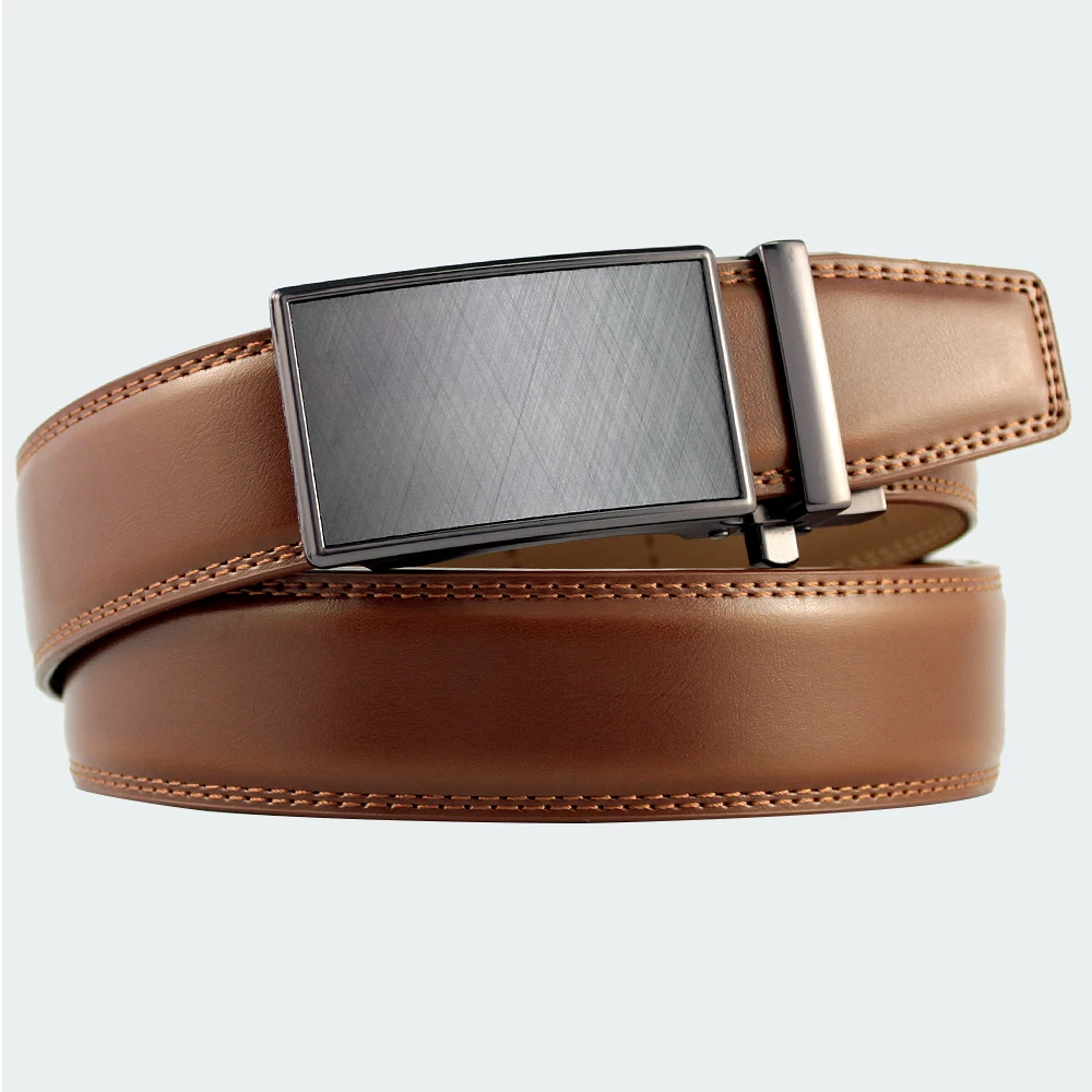 Mens Leather Belt  Automatic Genuine Leather Belts Belt Male Leisure Fashion Ratchet Belts for Men Pants Waistband Ремень