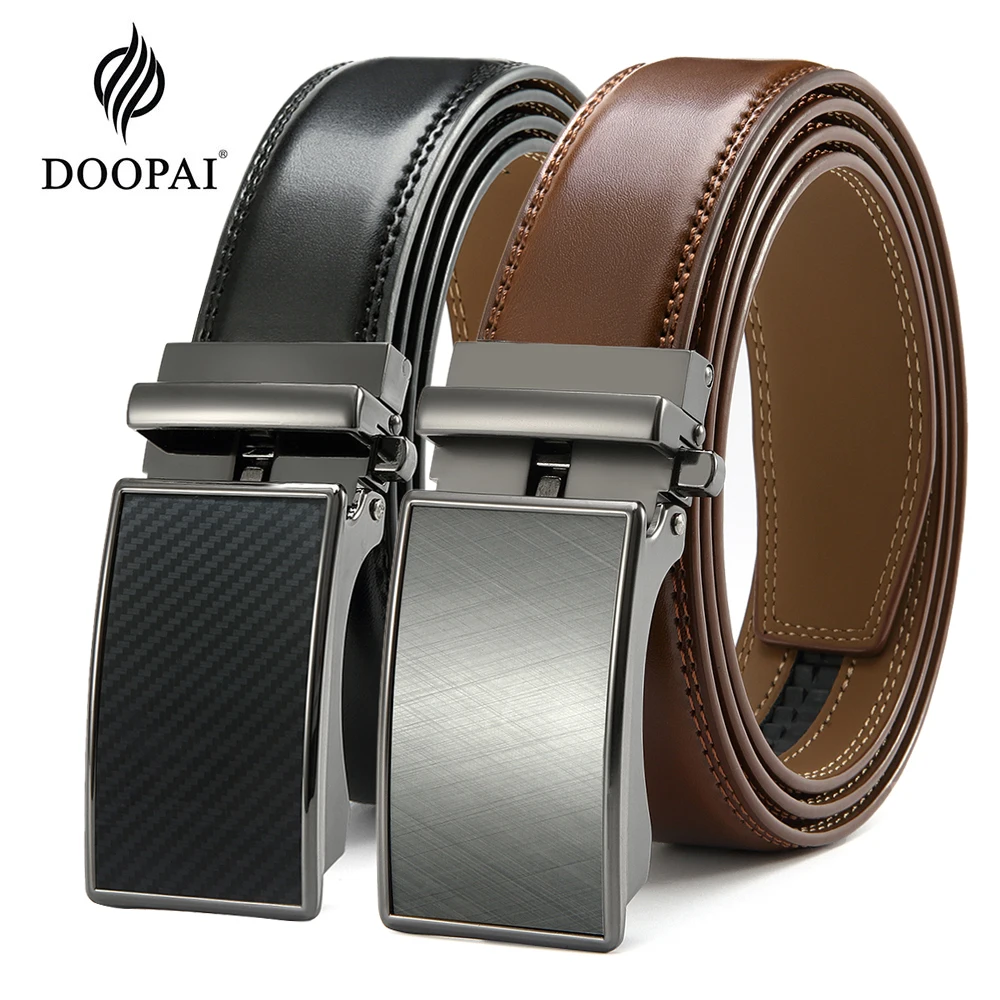 Alternative view of Mens Leather Belt  Automatic Genuine Leather Belts Belt Male Leisure Fashion Ratchet Belts for Men Pants Waistband Ремень