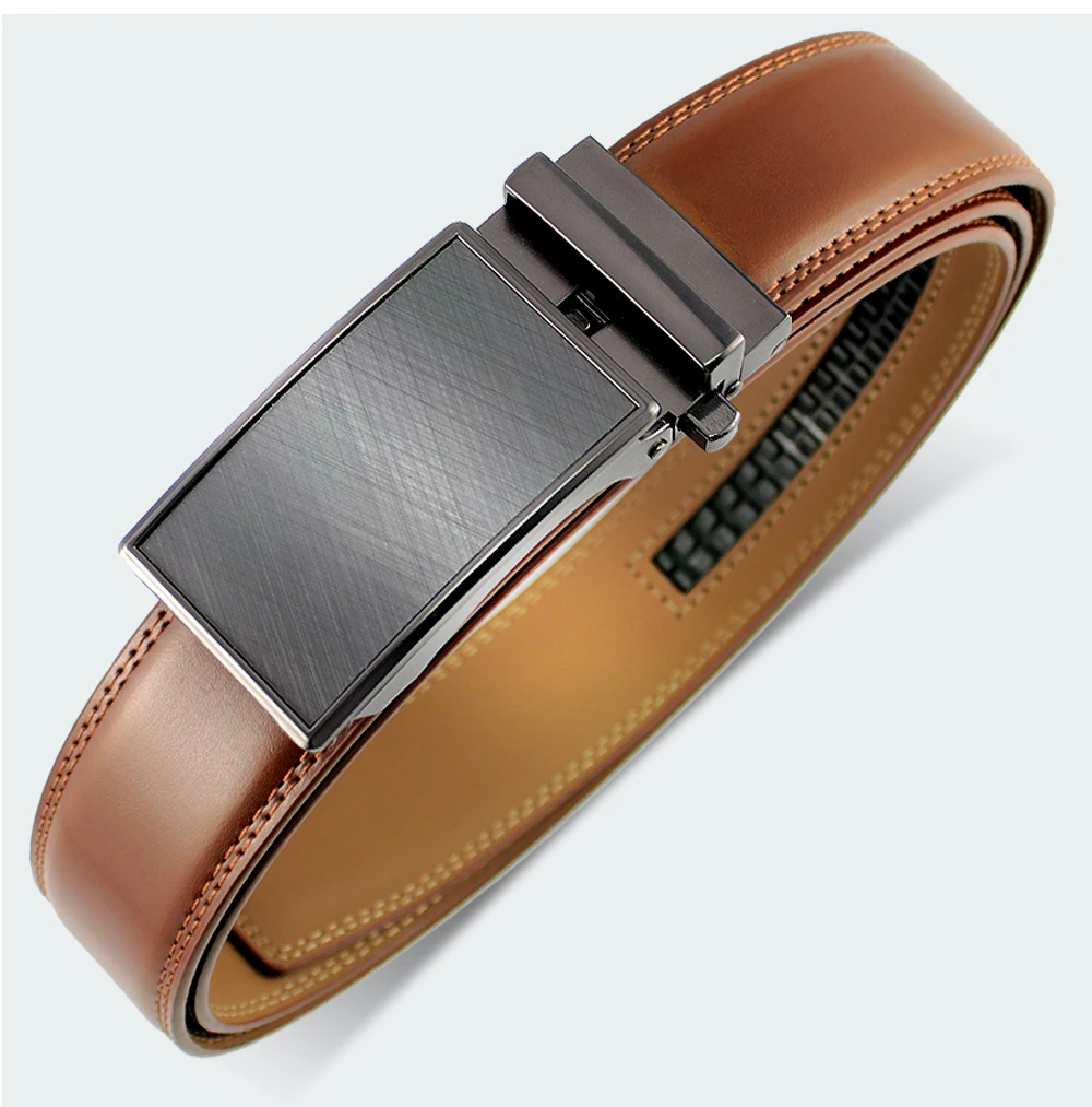 Mens Leather Belt  Automatic Genuine Leather Belts Belt Male Leisure Fashion Ratchet Belts for Men Pants Waistband Ремень
