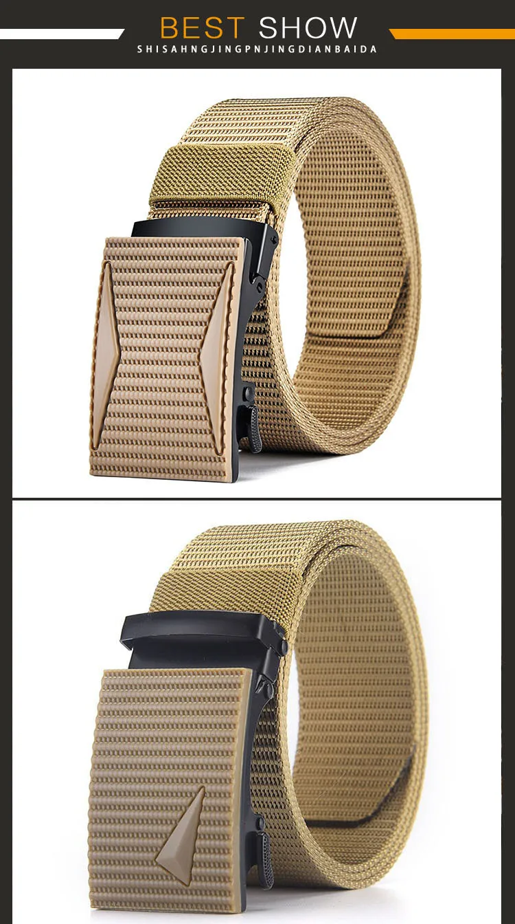 Mens Nylon Automatic Belt Male Army Tactical Belt for Man Military Canvas Belts High Quality Jeans Fashion Luxury Strap HQ123