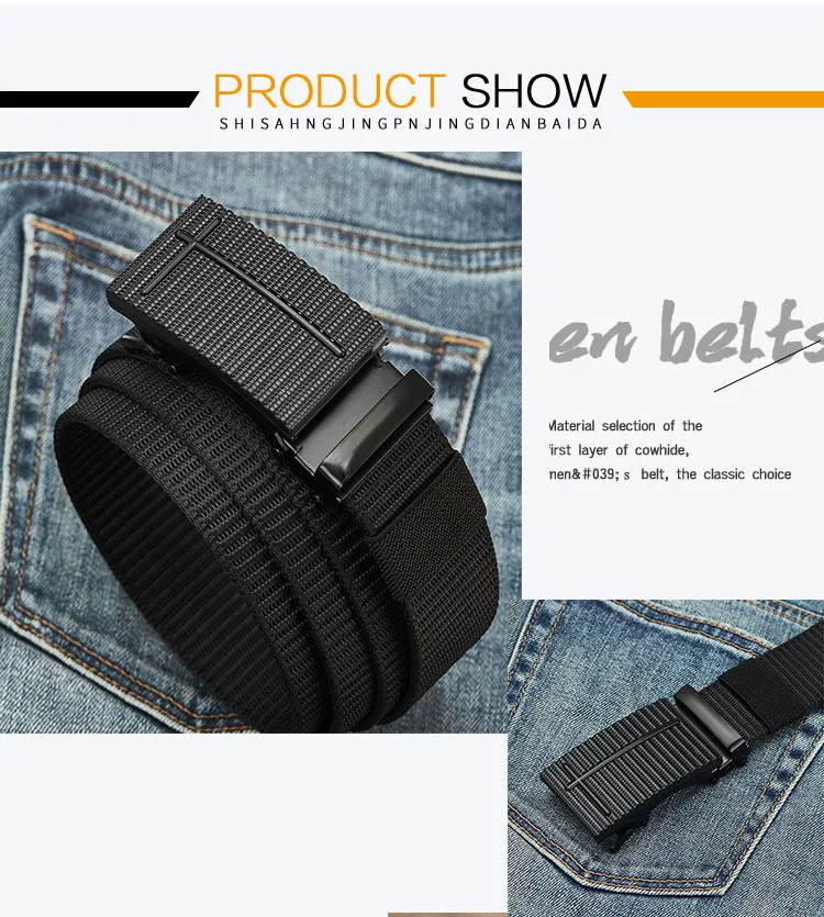 Mens Nylon Automatic Belt Male Army Tactical Belt for Man Military Canvas Belts High Quality Jeans Fashion Luxury Strap HQ123