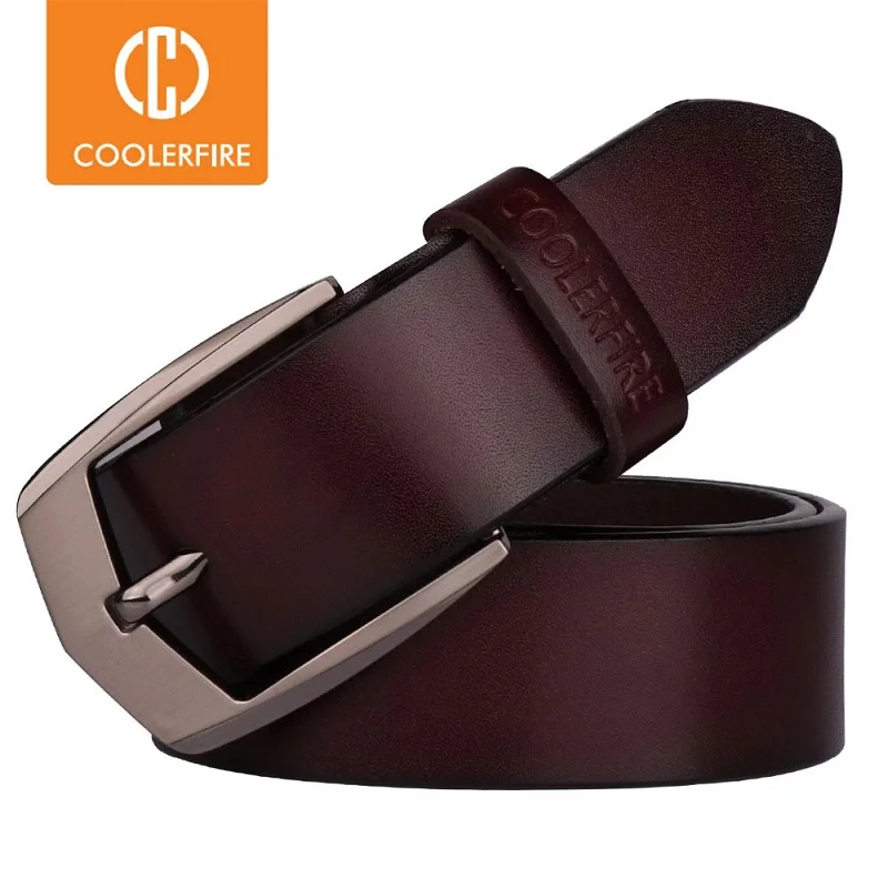 Coolerfire Men High Quality Genuine Leather Belt Luxury Designer Belts Men Cowskin Fashion Strap Male Jeans For Man Cowboy HQ043