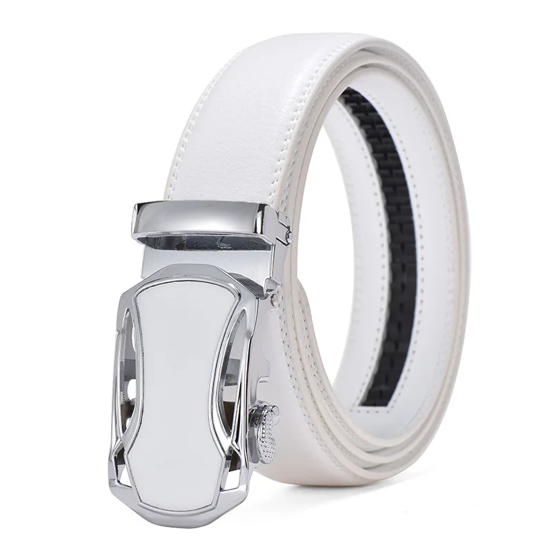 Alternative view of Men Genuine Leather Belts Metal Automatic Buckle Luxury Brand High Quality Belts for Men Famous Business Male Waistband 3.5cm