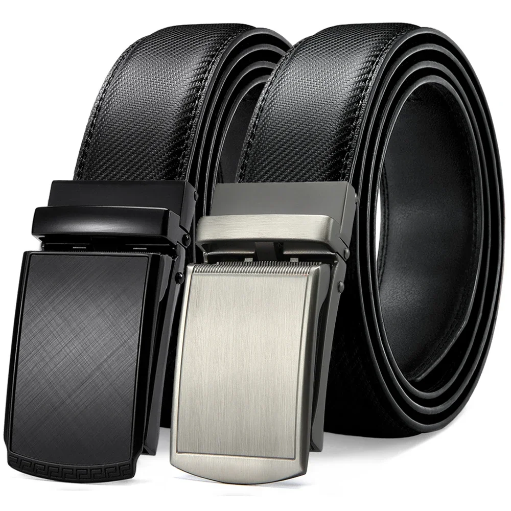 JACNAIP Men Belt Leather Belt  Automatic Genuine Leather Fashion Belts Ratchet Luxury Belts Men's Trouser Belt Belt for Men