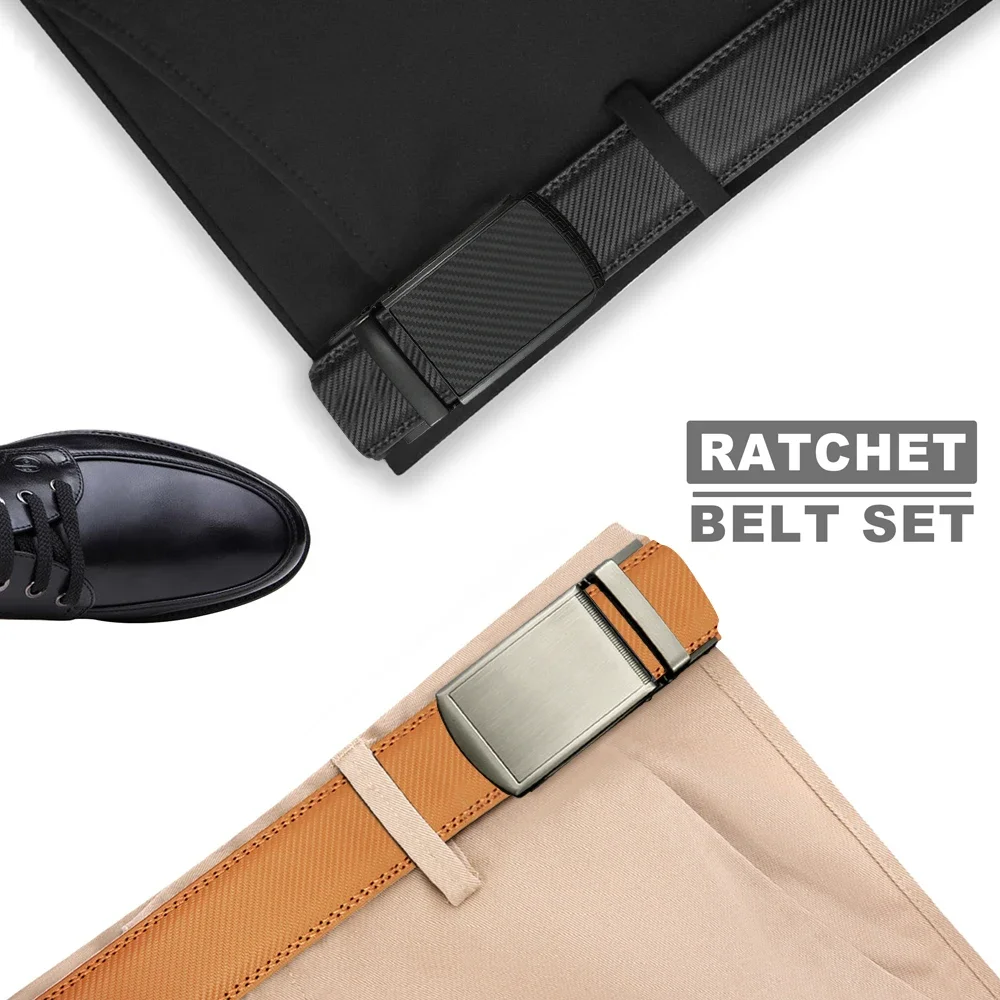 Alternative view of JACNAIP Men Belt Leather Belt  Automatic Genuine Leather Fashion Belts Ratchet Luxury Belts Men's Trouser Belt Belt for Men