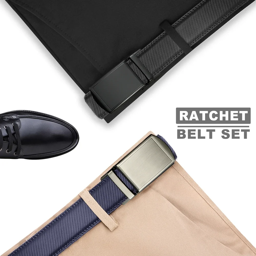 JACNAIP Men Belt Leather Belt  Automatic Genuine Leather Fashion Belts Ratchet Luxury Belts Men's Trouser Belt Belt for Men