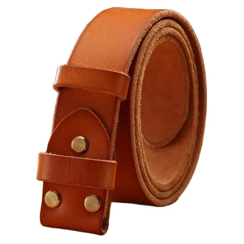 Alternative view of belt leather without gold smooth buckle for mens belts luxury cowboys camel brown match famous brand buckle 3.8 cm high quality