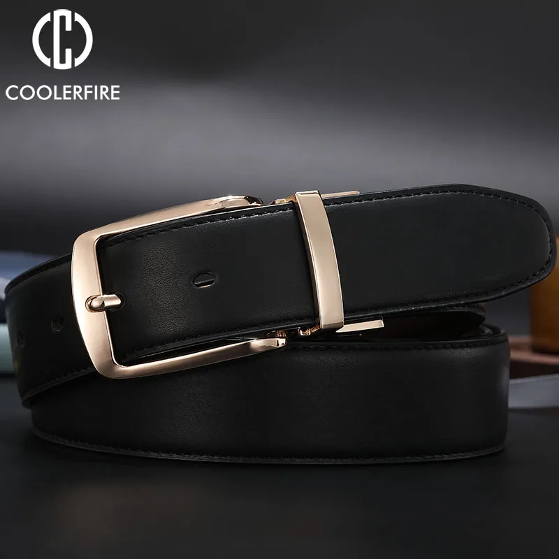 Alternative view of Men Reversible Dress Belts Casual High Quality Belt Genuine Leather Belt Male Vintage Luxury Coolerfire HQ108