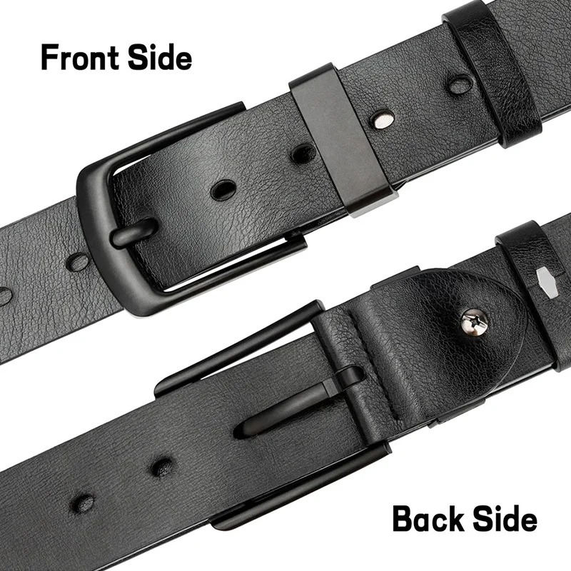 Alternative view of Maikun Men's Vintage Casual Belt Black Pin Buckle Student Versatile Leather Wide Belt