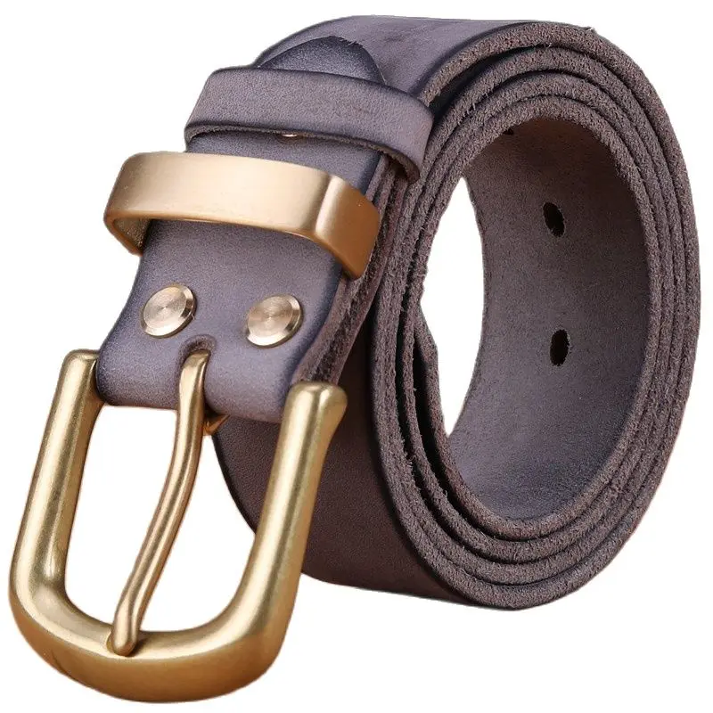 Alternative view of solid brass buckle full grain 100% genuine leather mens belts luxury hot designer high quality womens cowboy brown natural