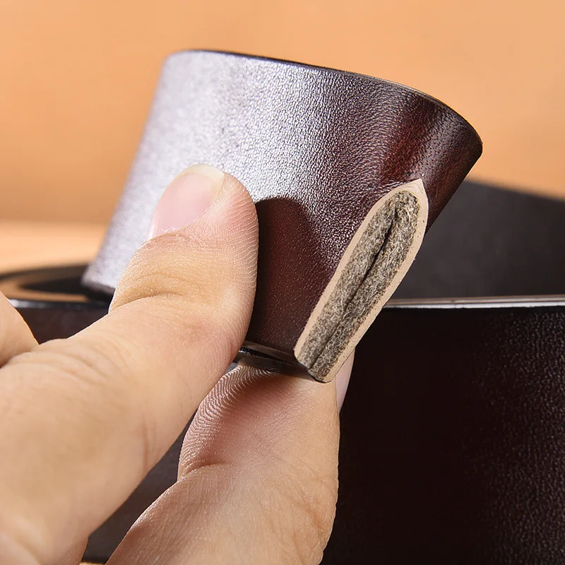 Alternative view of High Quality Cowhide Leather Belt Men's Automatic Buckle Belt Without Buckle Fashion Genuine Leather Belt for Men No Buckle3.5cm
