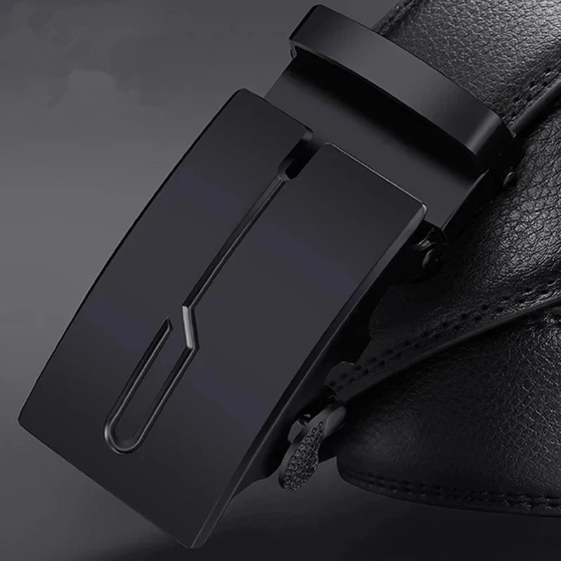 Alternative view of Famous Style Male Metal Automatic Buckle Brand Belt Men Genuine Luxury Leather Men's business Belts for Men Strap dropshipping