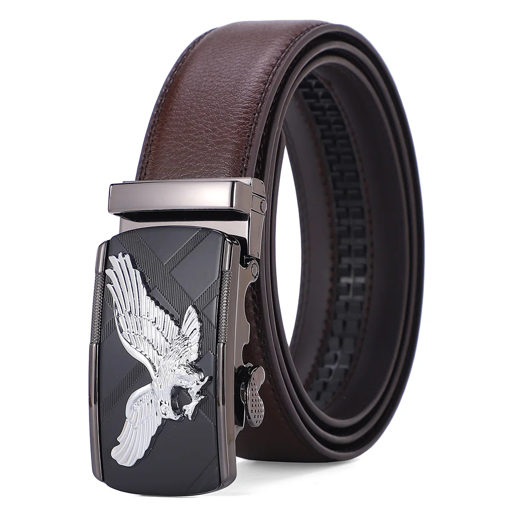 Alternative view of Western Eagle Belt for Man Genuine Leather Automatic Buckle Designer Male Strap Adjustable High Quality Luxury Brand Belt 3.5cm