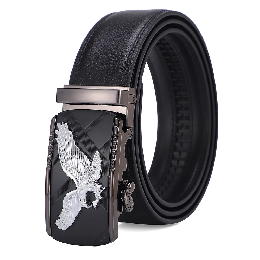 Western Eagle Belt for Man Genuine Leather Automatic Buckle Designer Male Strap Adjustable High Quality Luxury Brand Belt 3.5cm