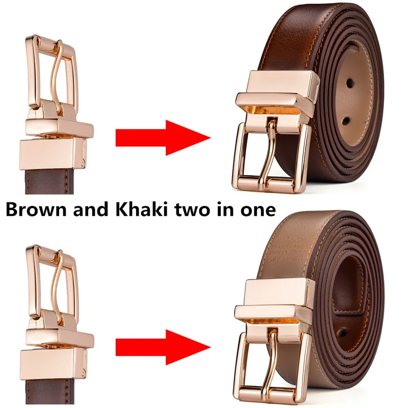 Alternative view of 1Pcs Mens Reversible Leather Dress Casual Belts for Men 2.8cm Wide One Reverse for 2 Colors