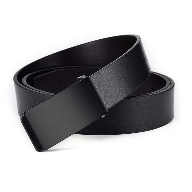 Hot Sale Men's Belts Smooth Buckle PU Leather High Quality Men's Belts Casual Business Jeans Black Waistband 3.3cm Ceinture