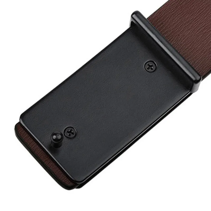 Hot Sale Men's Belts Smooth Buckle PU Leather High Quality Men's Belts Casual Business Jeans Black Waistband 3.3cm Ceinture