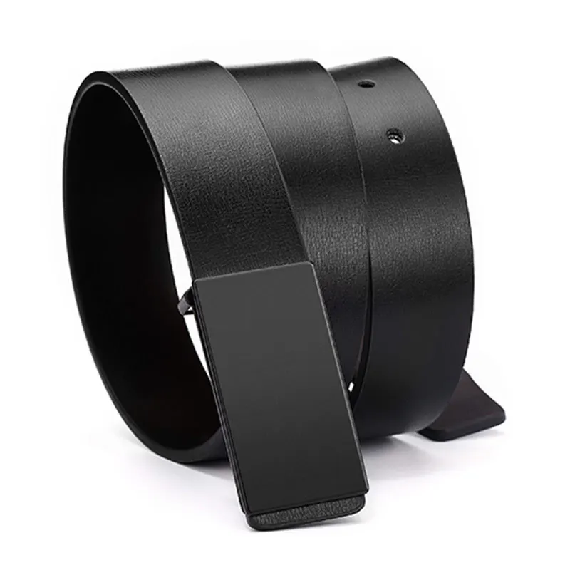Hot Sale Men's Belts Smooth Buckle PU Leather High Quality Men's Belts Casual Business Jeans Black Waistband 3.3cm Ceinture