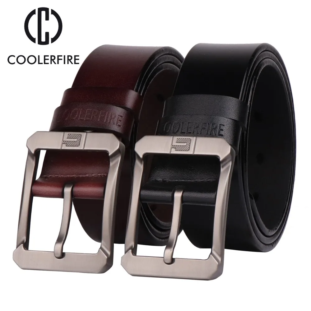 Alternative view of Coolerfire genuine leather belts for men brand male pin buckle jeans cowboy Mens Belt Luxury Designer High Quality Leather belt