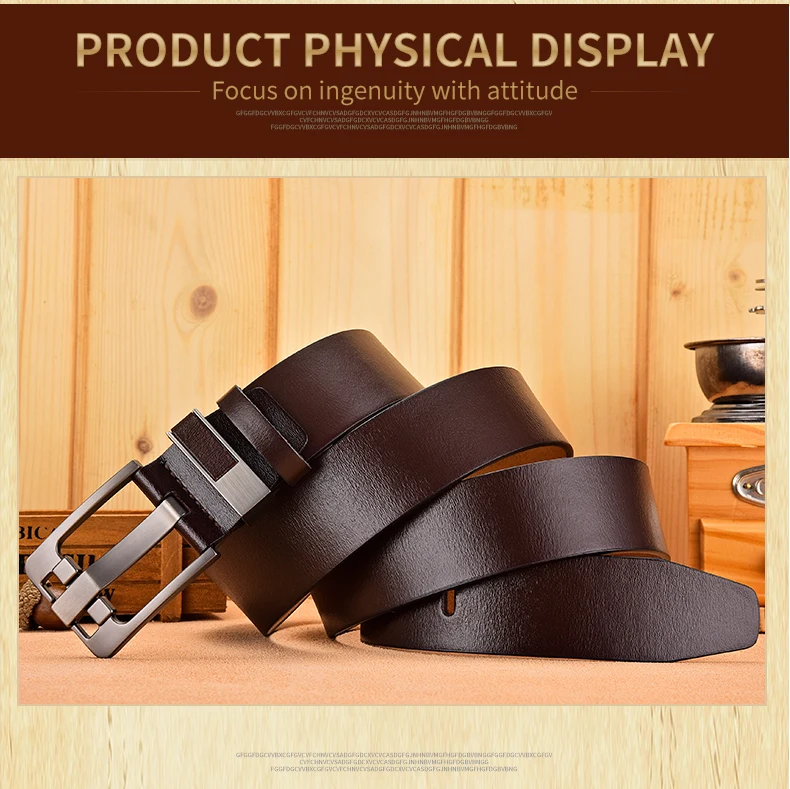 Cow Genuine Leather Luxury Strap Male Belts for Men New Large Plus Size100-130cm Vintage Pin Buckle Men Belt High Quality