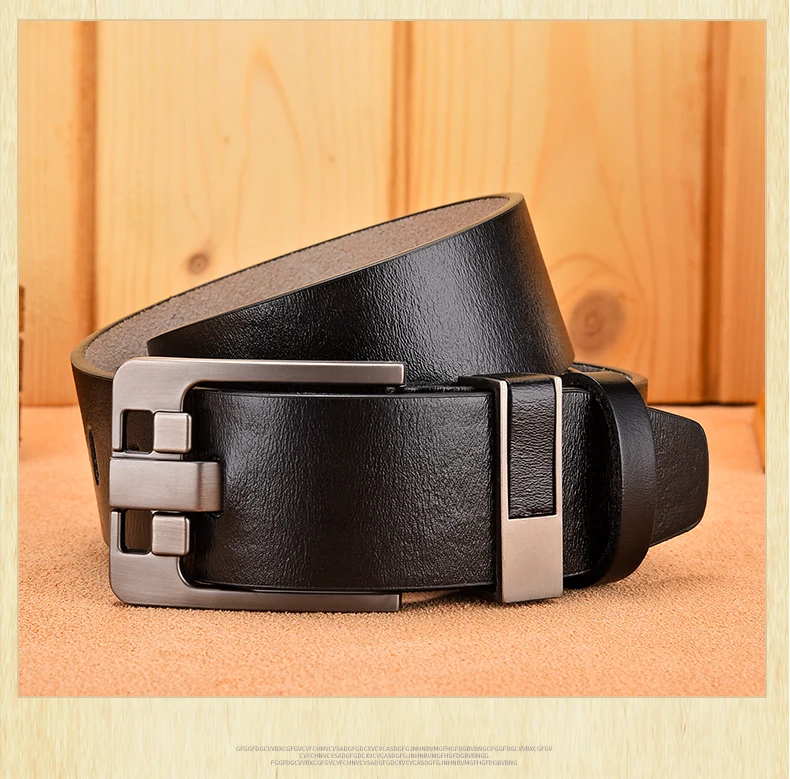 Cow Genuine Leather Luxury Strap Male Belts for Men New Large Plus Size100-130cm Vintage Pin Buckle Men Belt High Quality