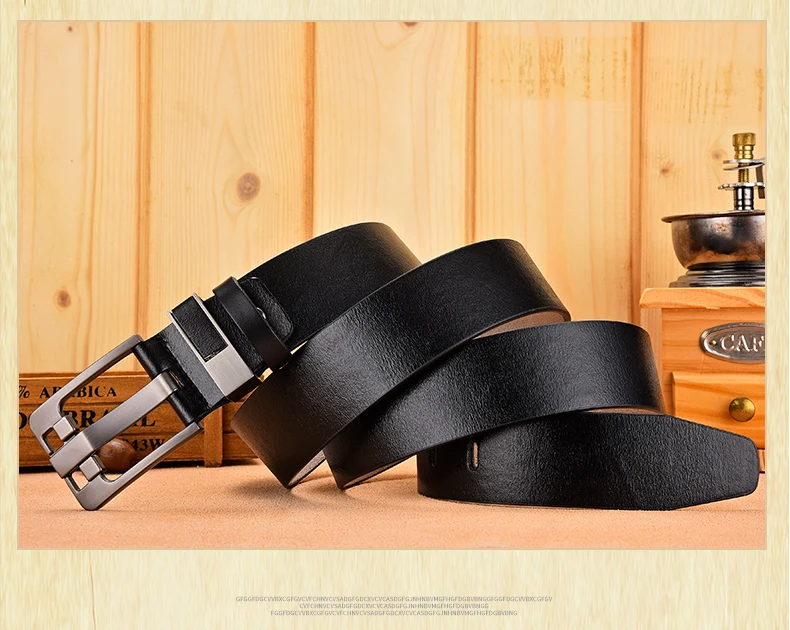 Cow Genuine Leather Luxury Strap Male Belts for Men New Large Plus Size100-130cm Vintage Pin Buckle Men Belt High Quality