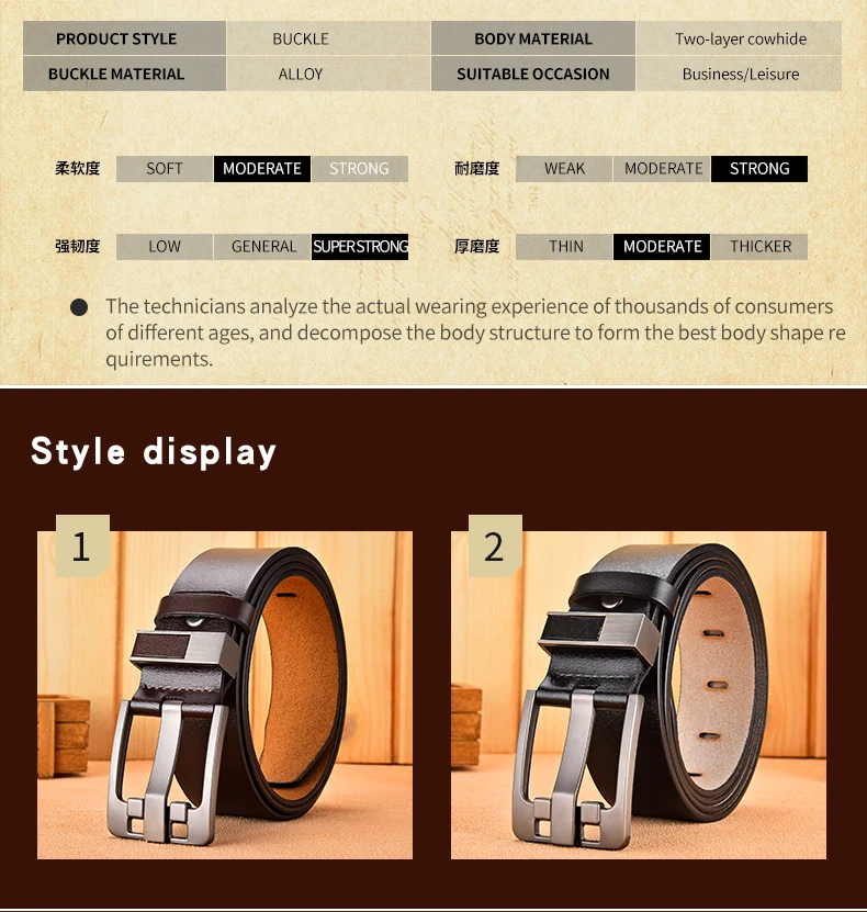 Cow Genuine Leather Luxury Strap Male Belts for Men New Large Plus Size100-130cm Vintage Pin Buckle Men Belt High Quality