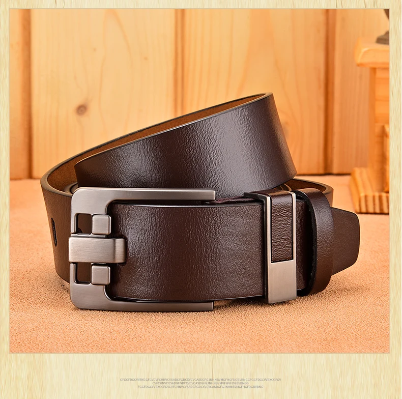 Cow Genuine Leather Luxury Strap Male Belts for Men New Large Plus Size100-130cm Vintage Pin Buckle Men Belt High Quality