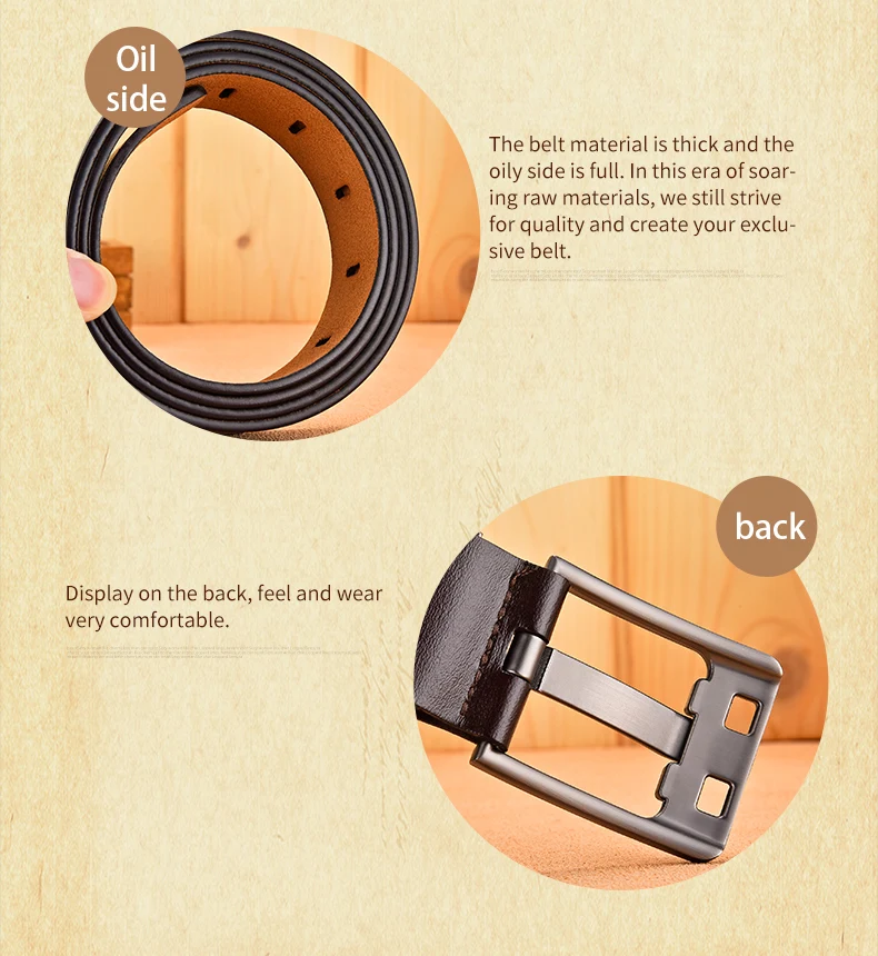 Cow Genuine Leather Luxury Strap Male Belts for Men New Large Plus Size100-130cm Vintage Pin Buckle Men Belt High Quality