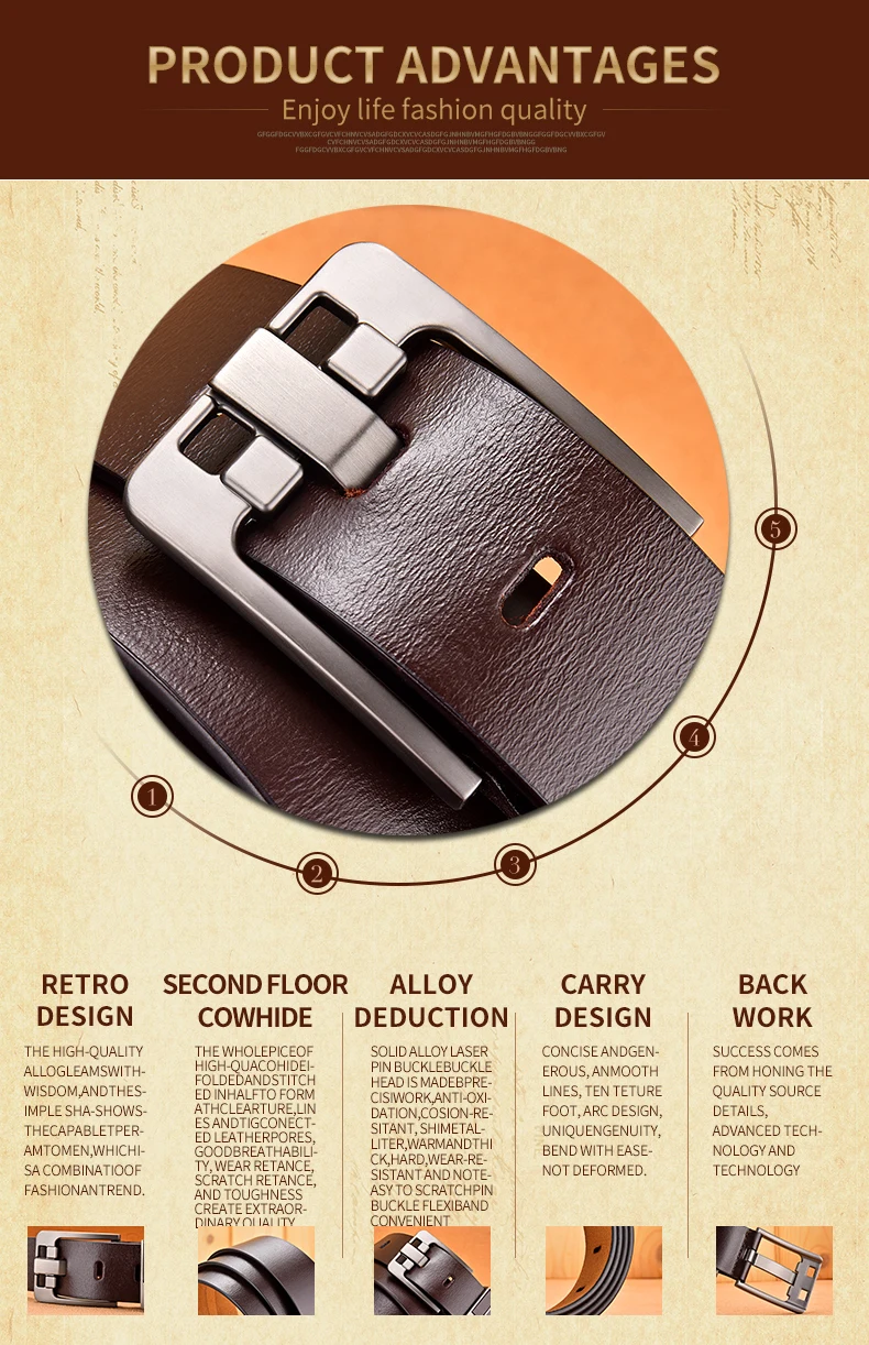Cow Genuine Leather Luxury Strap Male Belts for Men New Large Plus Size100-130cm Vintage Pin Buckle Men Belt High Quality