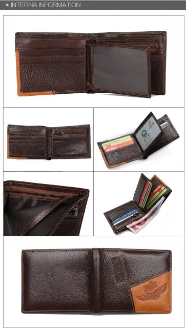GUBINTU Genuine Leather Men Wallets Coin Pocket Zipper Real Men's Leather Wallet with Coin High Quality Male Purse Eagle cartera