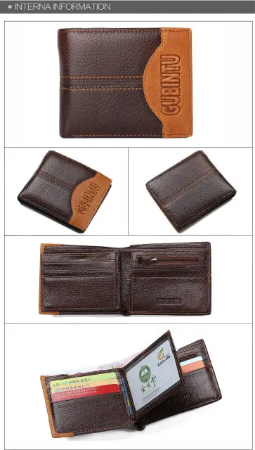 GUBINTU Genuine Leather Men Wallets Coin Pocket Zipper Real Men's Leather Wallet with Coin High Quality Male Purse Eagle cartera