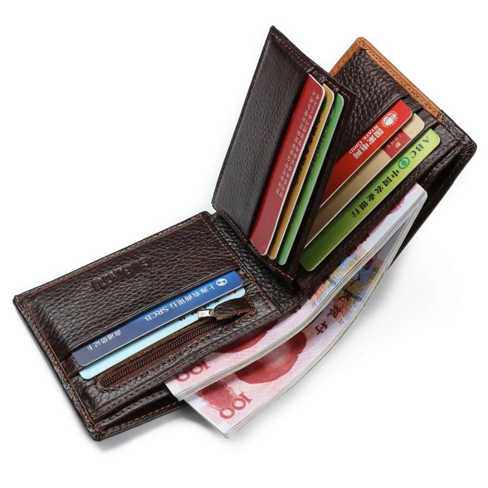 Alternative view of GUBINTU Genuine Leather Men Wallets Coin Pocket Zipper Real Men's Leather Wallet with Coin High Quality Male Purse Eagle cartera