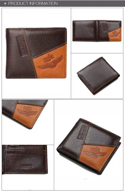 GUBINTU Genuine Leather Men Wallets Coin Pocket Zipper Real Men's Leather Wallet with Coin High Quality Male Purse Eagle cartera