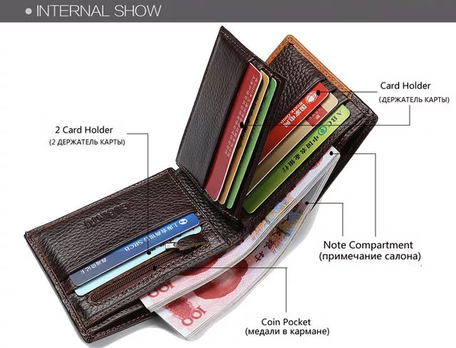 GUBINTU Genuine Leather Men Wallets Coin Pocket Zipper Real Men's Leather Wallet with Coin High Quality Male Purse Eagle cartera