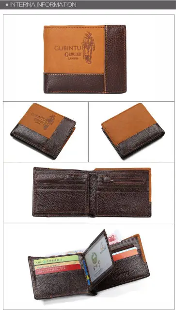 GUBINTU Genuine Leather Men Wallets Coin Pocket Zipper Real Men's Leather Wallet with Coin High Quality Male Purse Eagle cartera